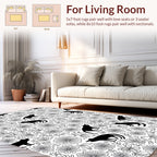 Whimsical Black Cats Among Flowers Rug
