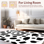 Black White Organic Shapes Rug