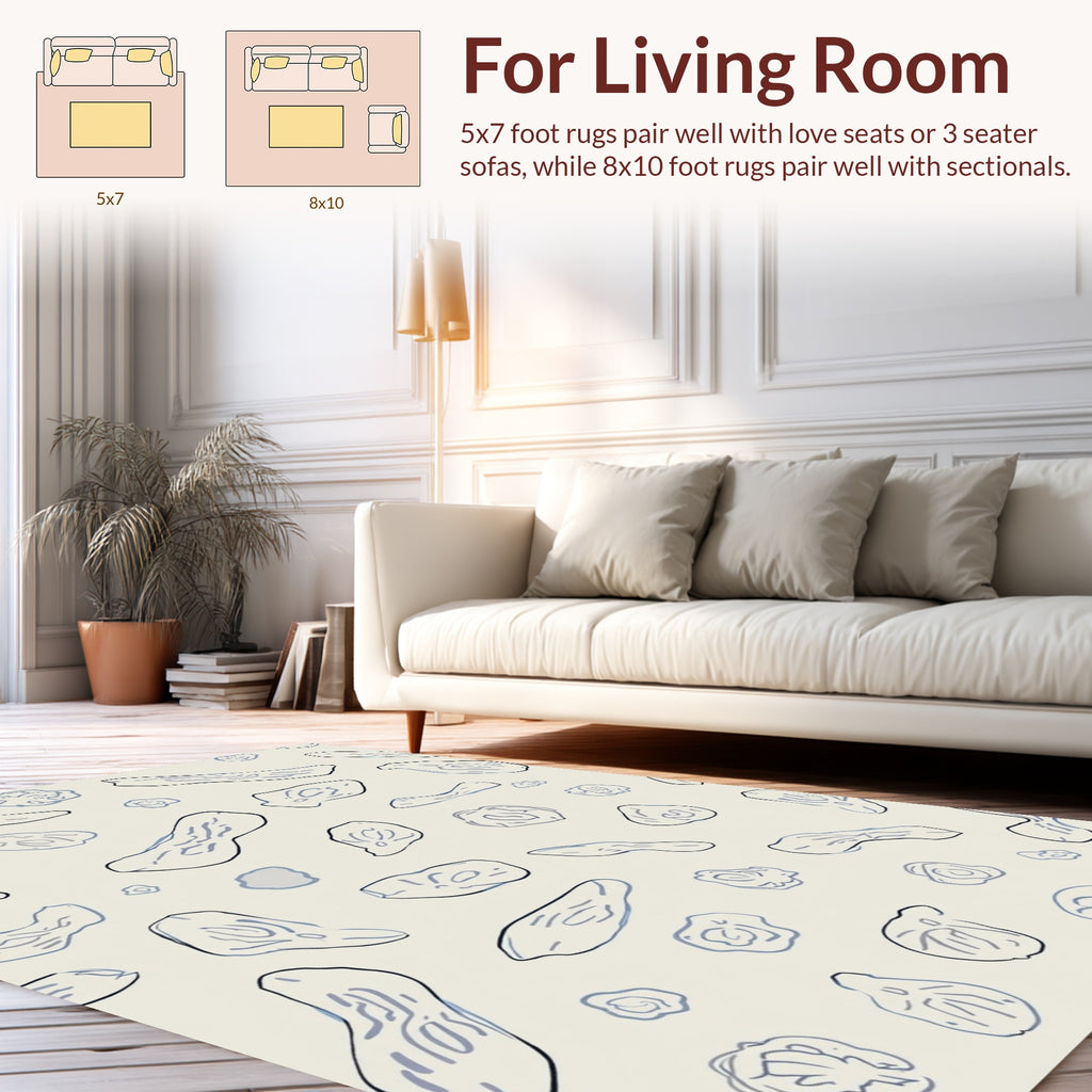 Abstract Organic Shapes Whimsical Design Rug