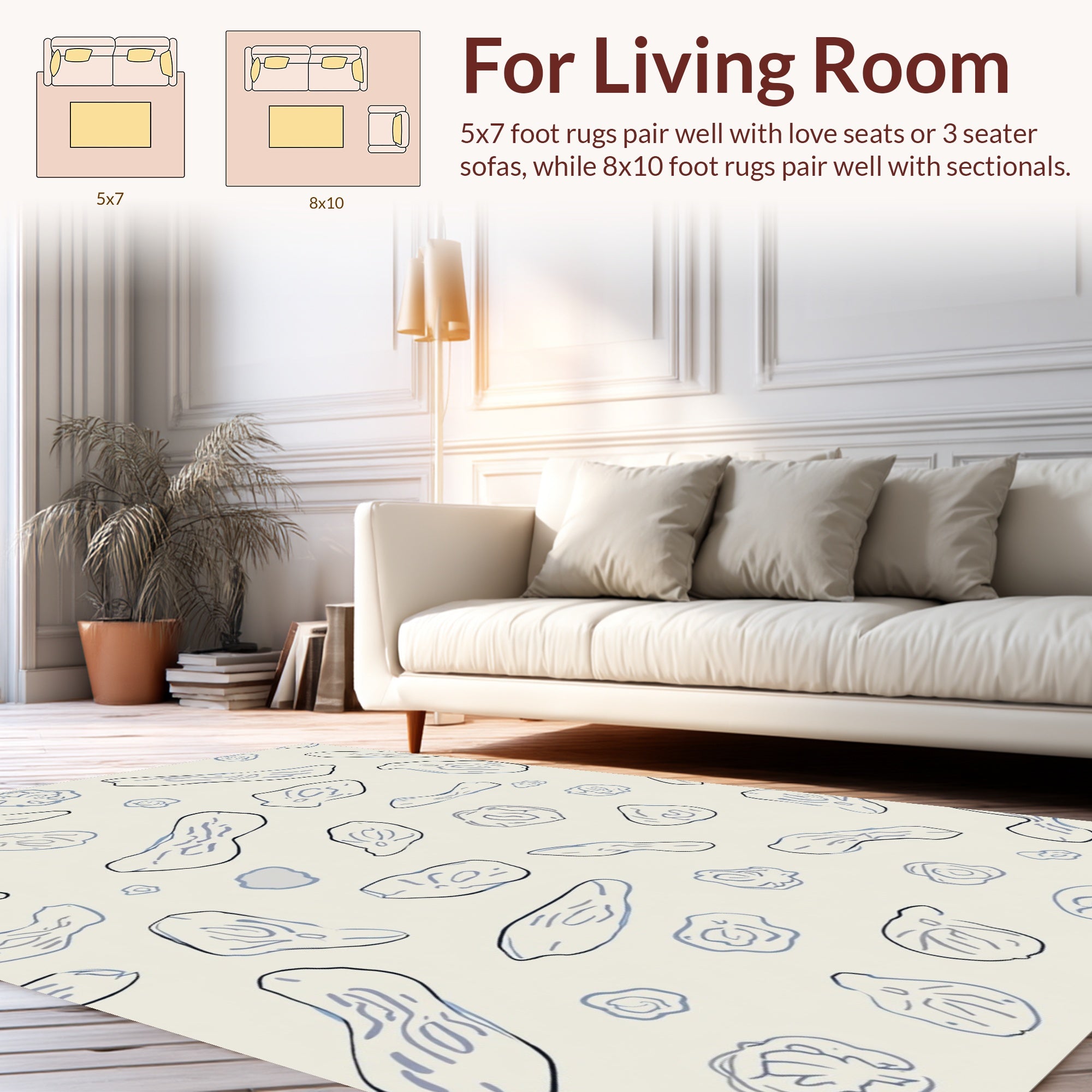 Abstract Organic Shapes Whimsical Design Rug