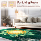 Golden Yellow Green Mandala Pattern Rug