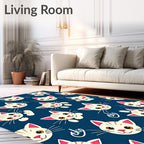 Playful White Kittens On Navy Background Rug