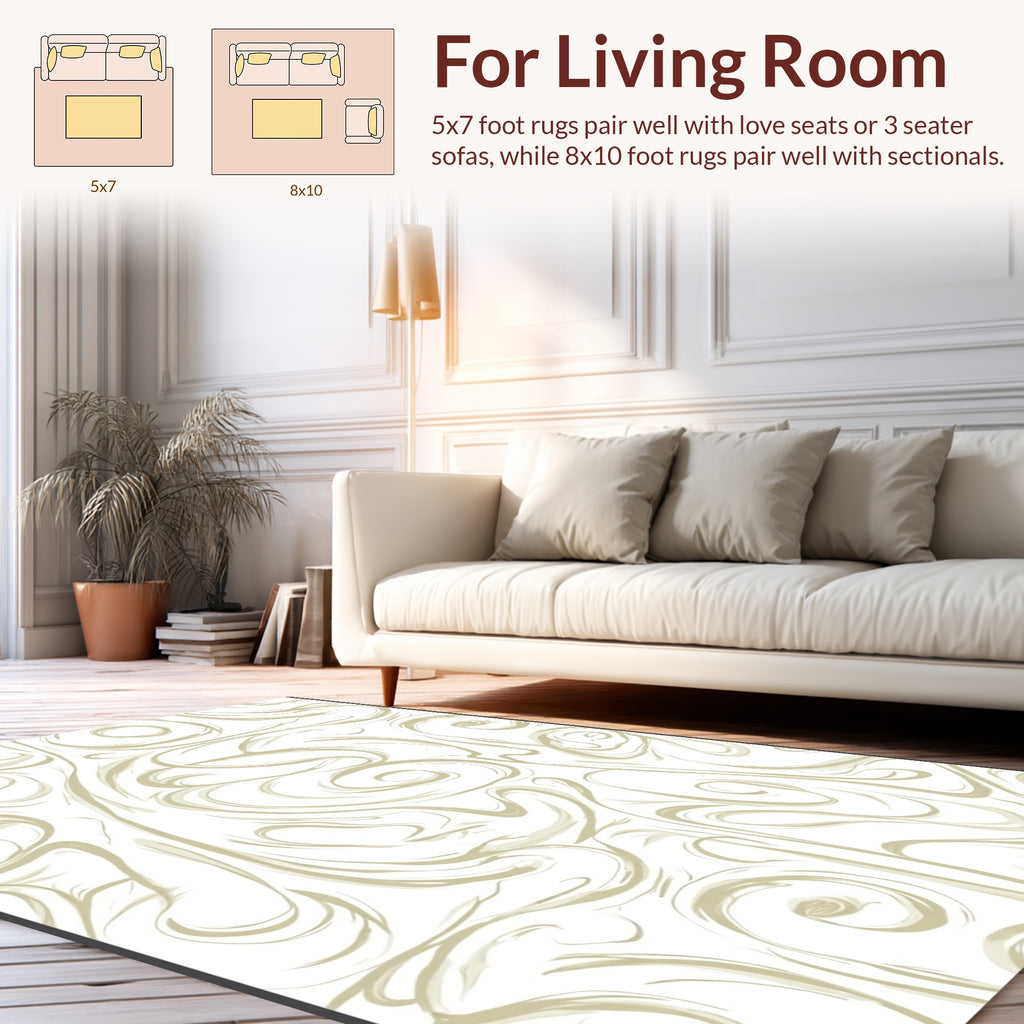 Abstract Swirls on White Background Rug