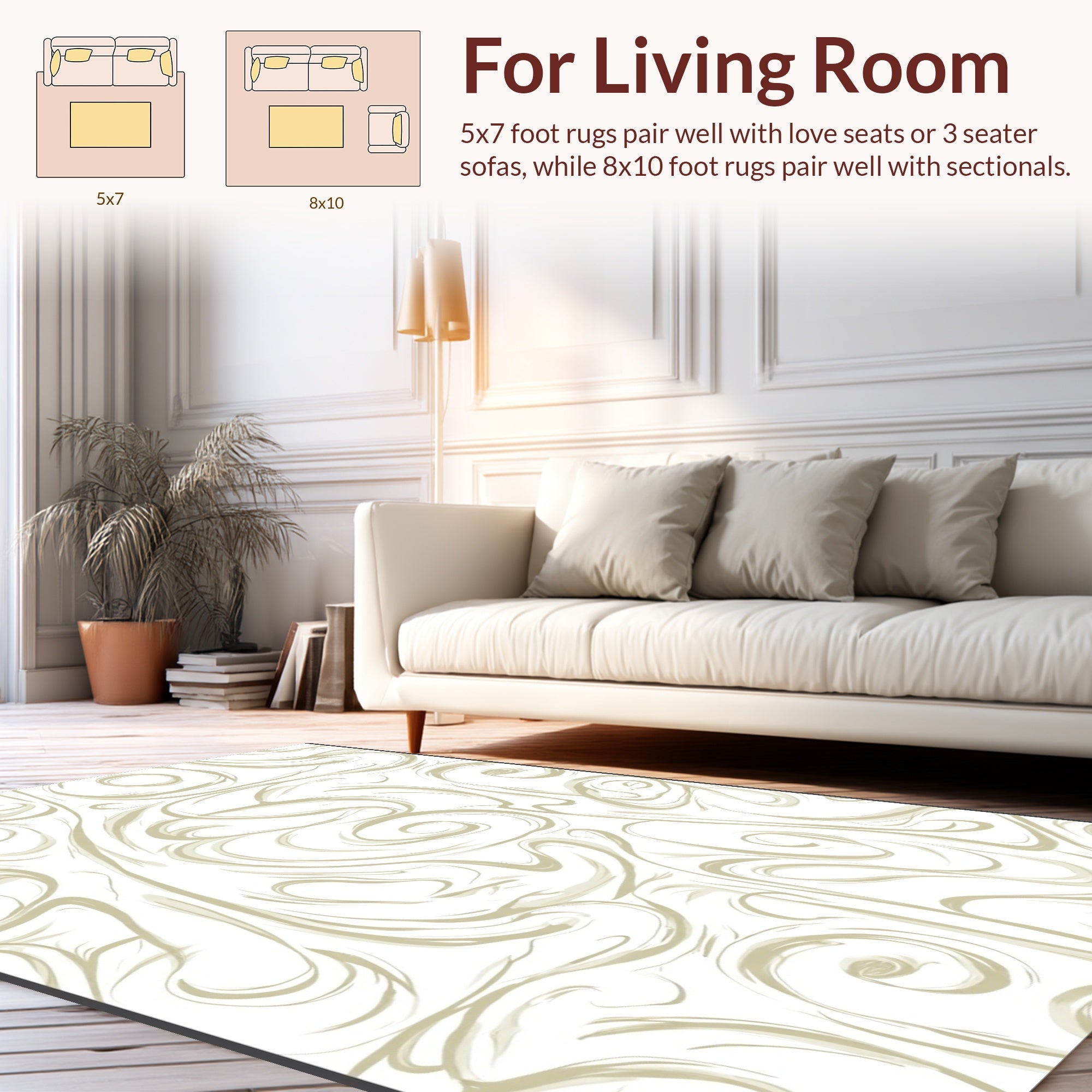 Abstract Swirls on White Background Rug