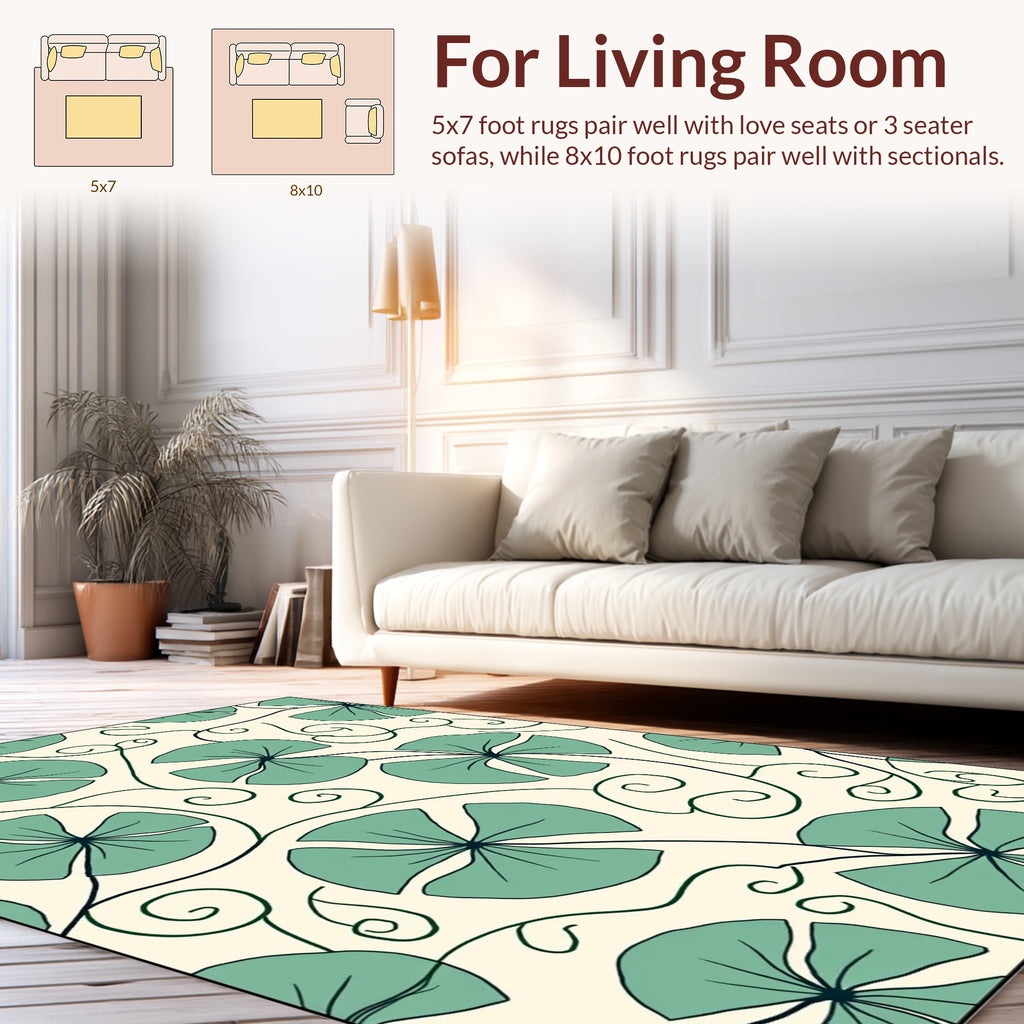 Teal Floral Swirl Pattern Rug