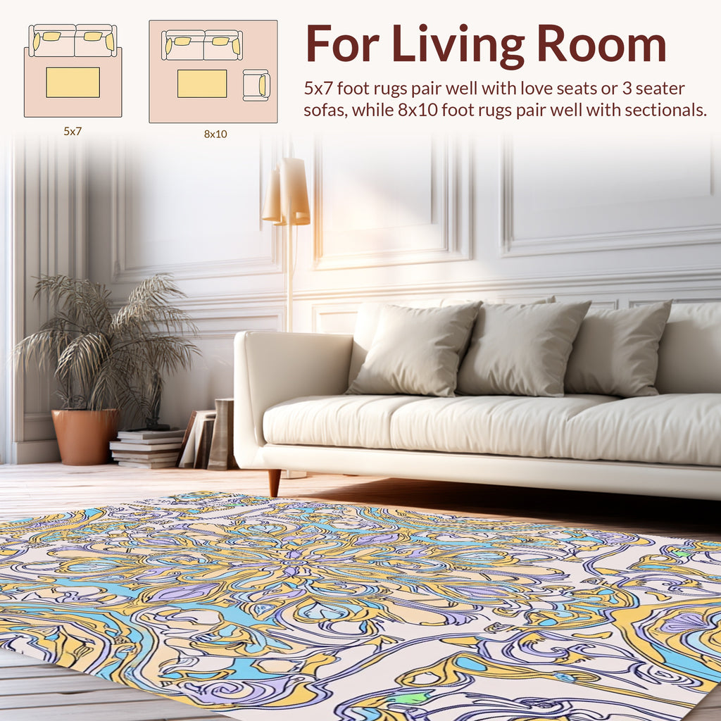 Ornate Soft Pastel Mandala Design Rug