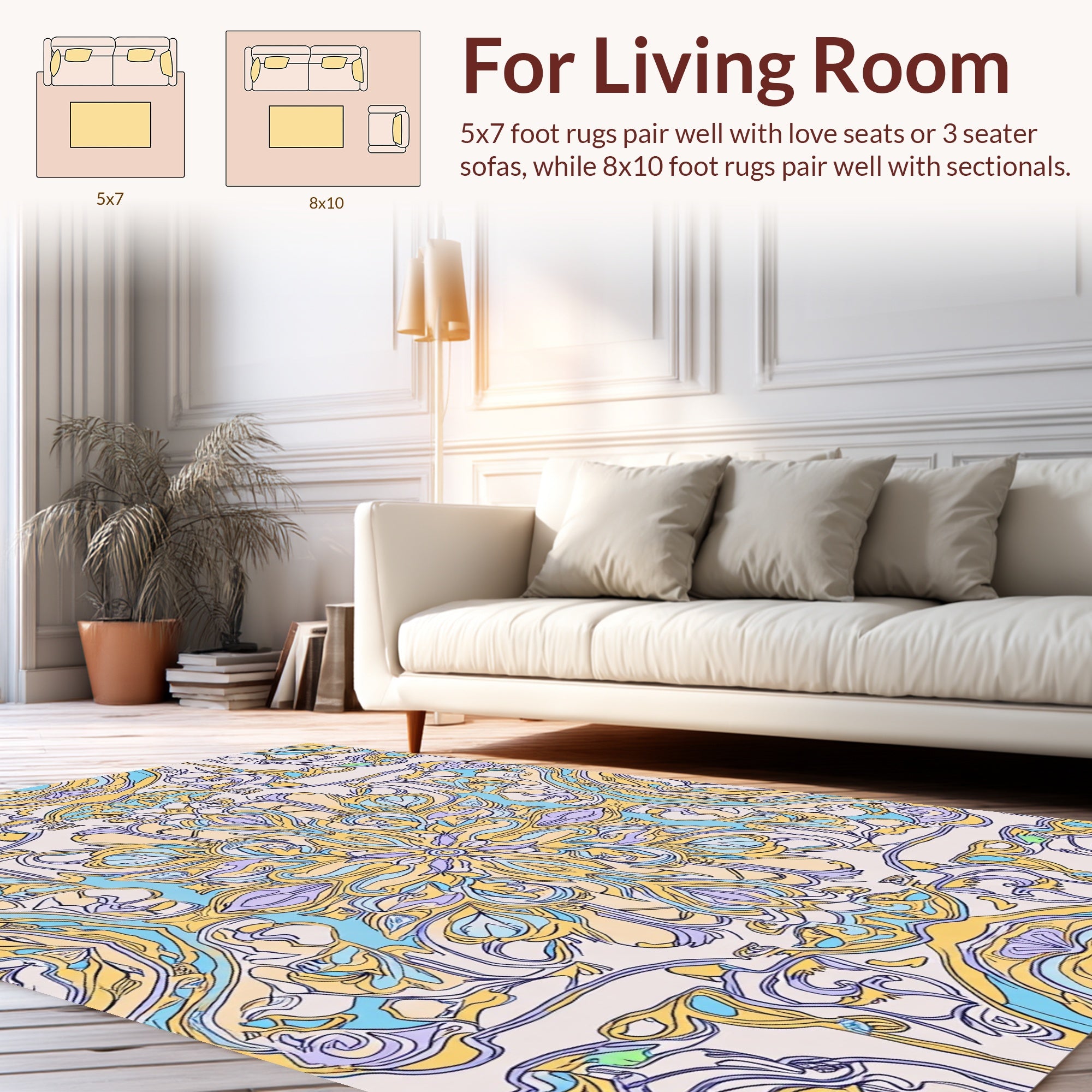 Ornate Soft Pastel Mandala Design Rug