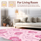 Pink Floral Sketch Pattern Rug