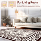 Intricate Floral Scroll Bordered Design Rug