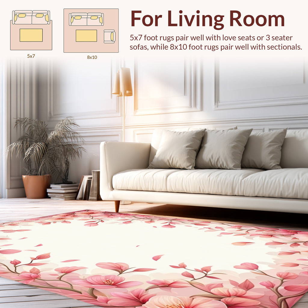 Soft Pink Floral Vine Pattern Rug