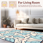 Whimsical Light Blue Abstract Shapes Rug