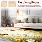 Whimsical Butterfly Floral Garden Pattern Rug