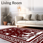 Christmas Deer Snowflake Forest Scene Rug