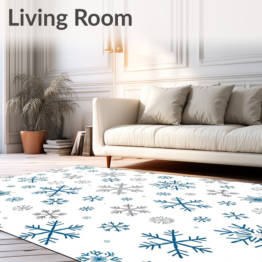 Blue Gray Snowflake Scatter Rug