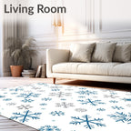 Blue Gray Snowflake Scatter Rug