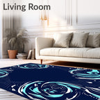 Deep Blue Aqua Swirl Bloom Rug