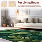 Lush Tropical Foliage Gold Border Rug