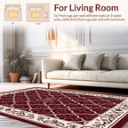 Rich Red Cream Geometric Floral Rug