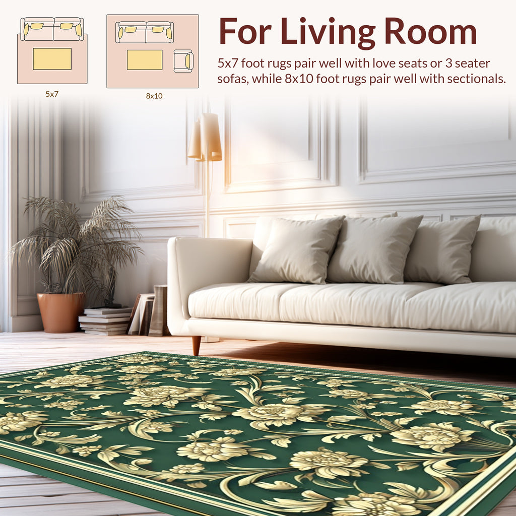 Elegant Floral Swirl Pattern Rug