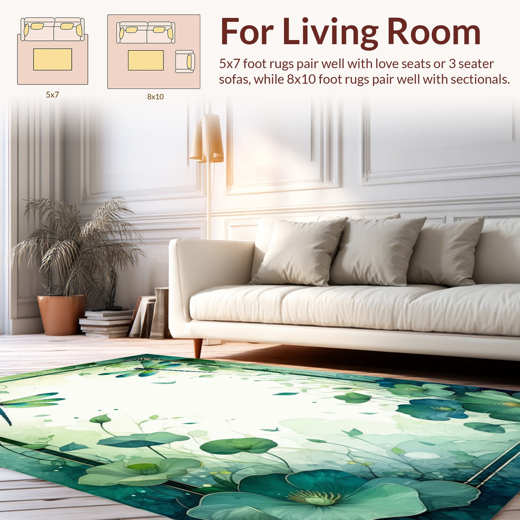 Dragonfly Floral Watercolor Pattern Rug