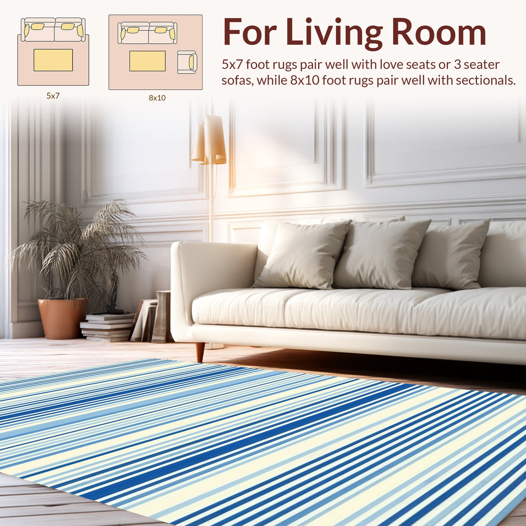 Classic Blue Stripe Pattern Rug