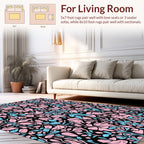Pink and Blue Floral Symmetry Pattern Rug
