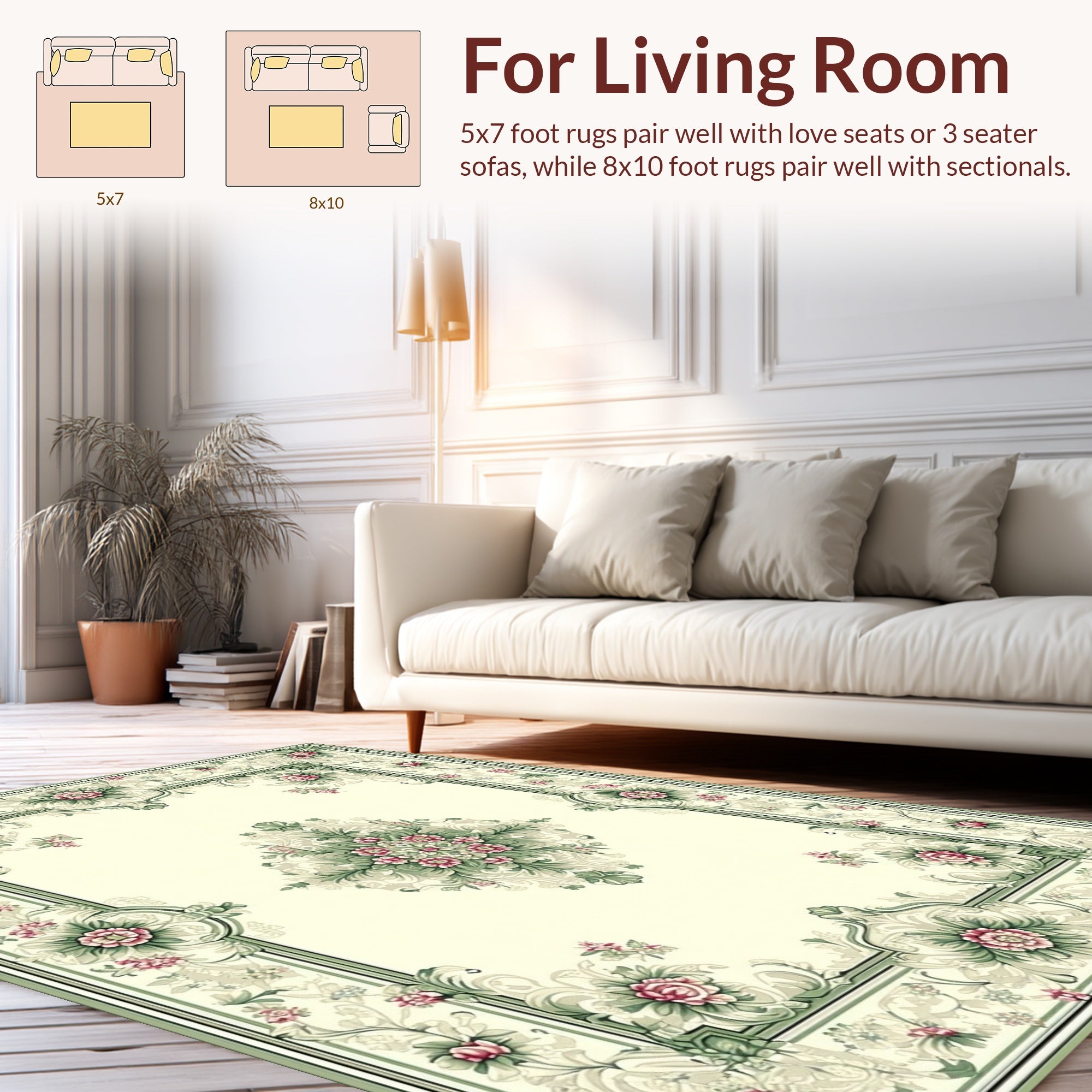 Victorian floral border with central medallion Rug