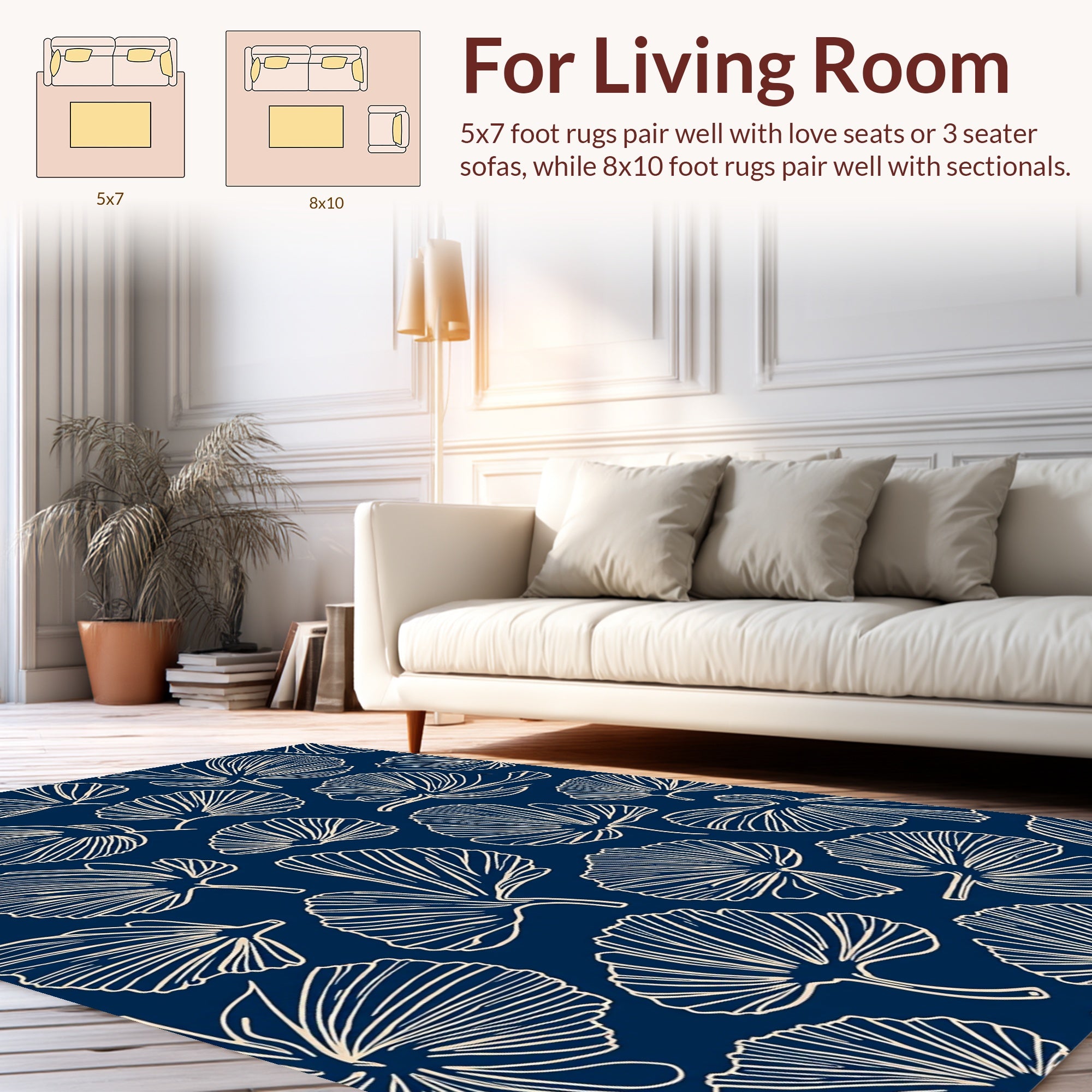 Ginkgo Leaf Outline Pattern Rug