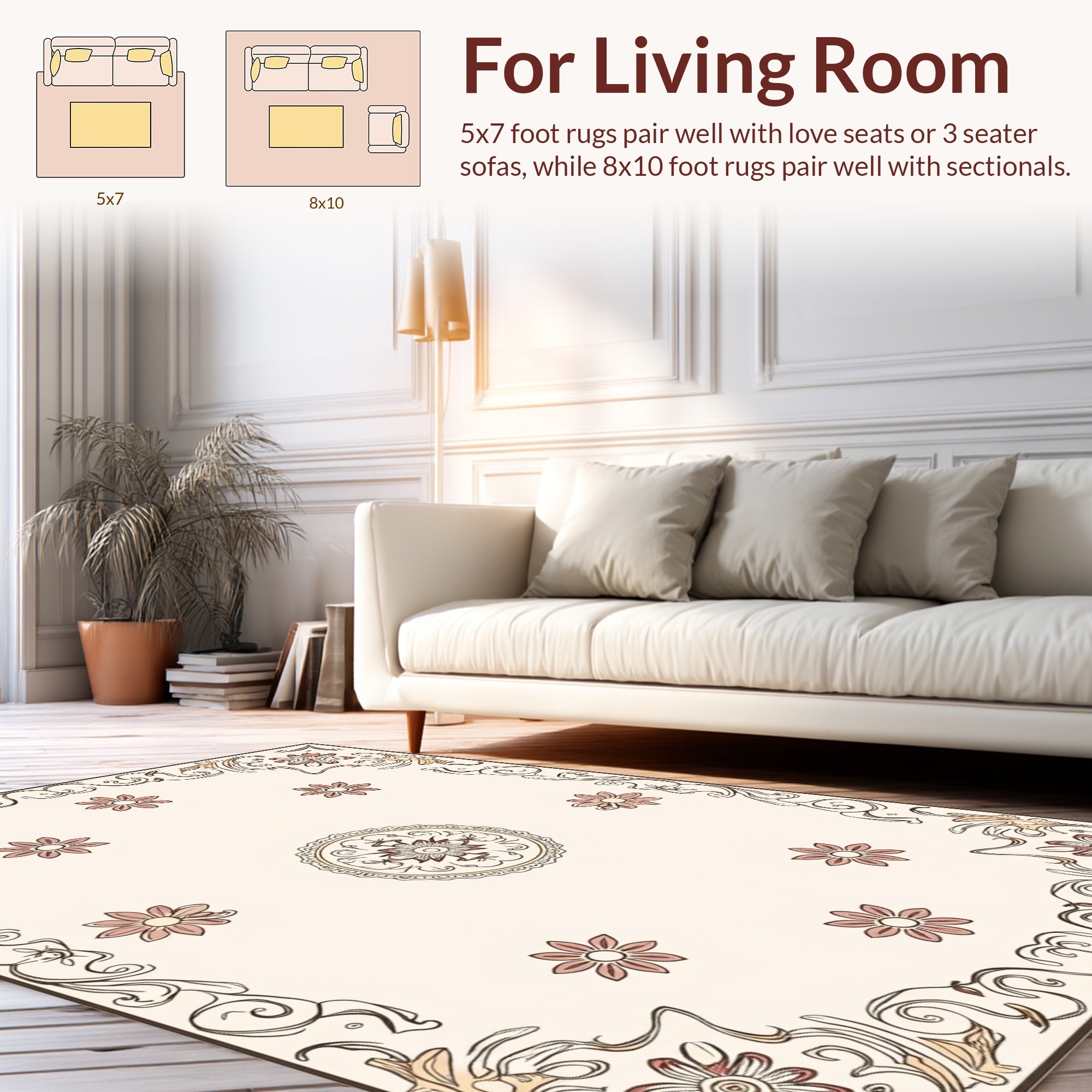 Ornate Floral Vine Patterned Rug