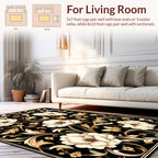 Elegant Floral Scrollwork With Butterfly Accent Rug