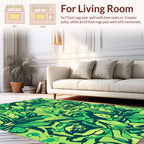Lush Green Tropical Floral Design Rug