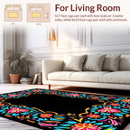 Vibrant Floral Border Design Rug