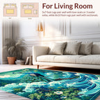 Majestic Peacock Waterscape Scenic Design Rug