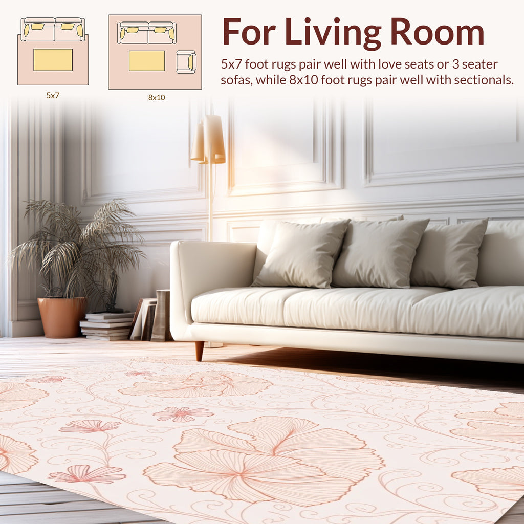 Delicate Flower Vine Pattern Rug