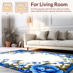 Delicate Blue Floral Vines Pattern Rug