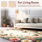 Spring Butterflies Blooming Garden Pattern Rug