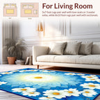 Radiant Blue Daisy Mandala Design Rug