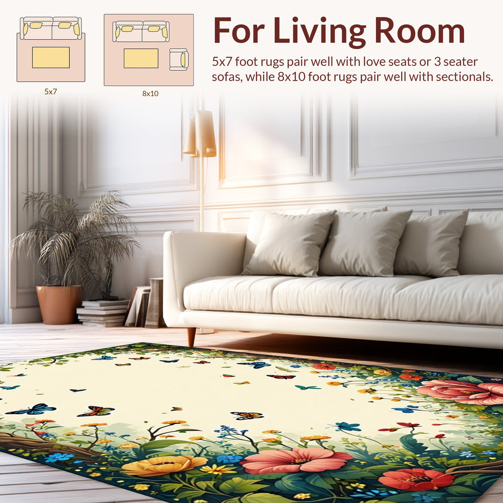 Whimsical Butterflies Bloom Garden Rug