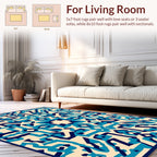 Abstract Blue Geometric Maze Rug