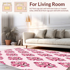 Pink Floral Damask Pattern Rug