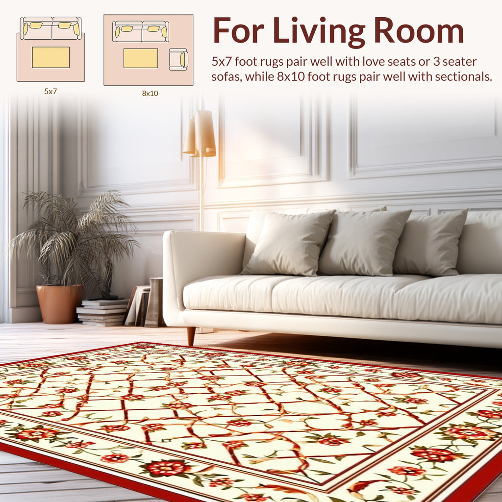 Ornate Floral Lattice Pattern Rug