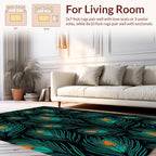 Emerald Feather Pattern Design Rug