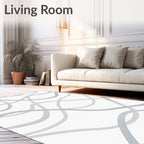 Soft Blue Curving Lines Rug