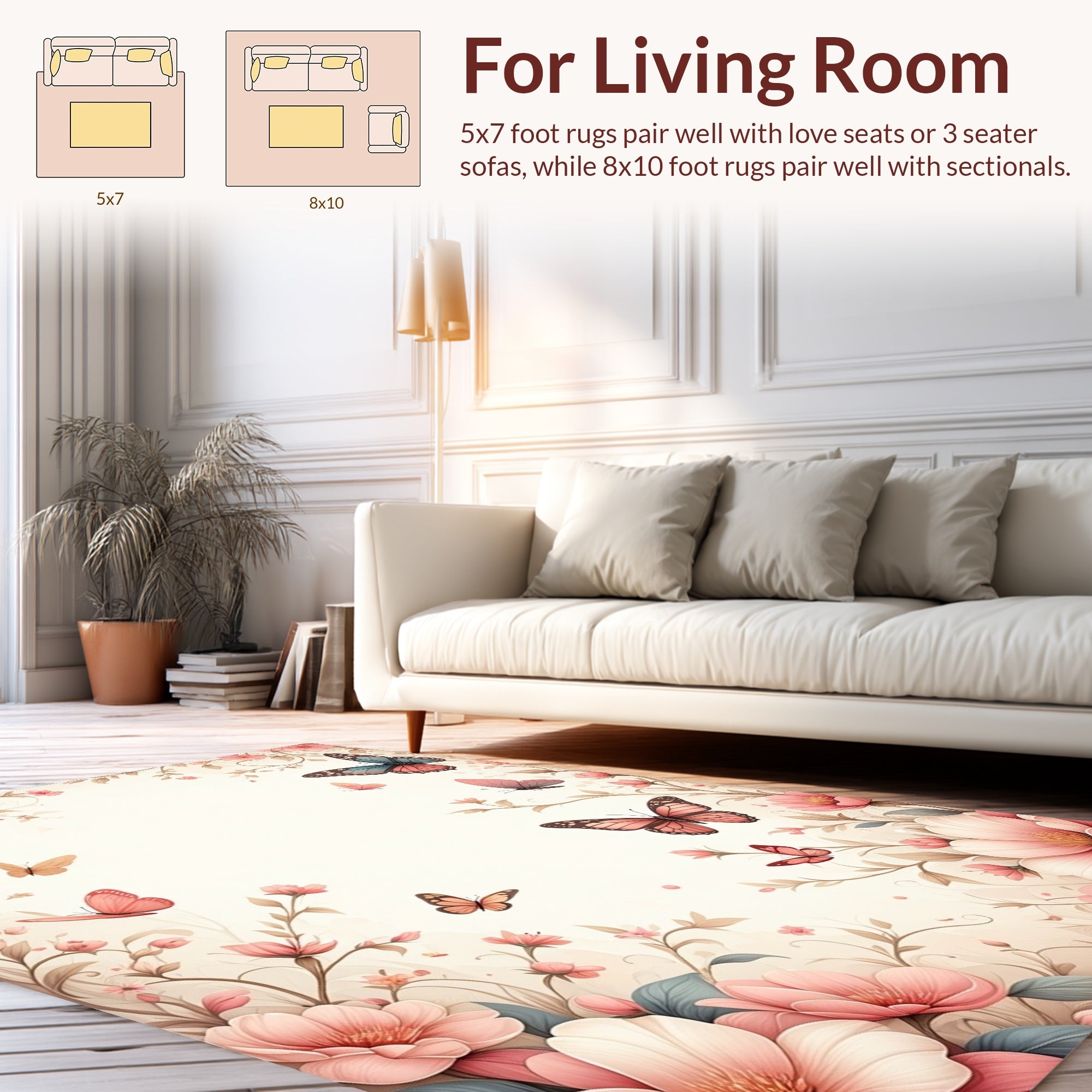 Floral Butterflies Gentle Spring Delight Rug