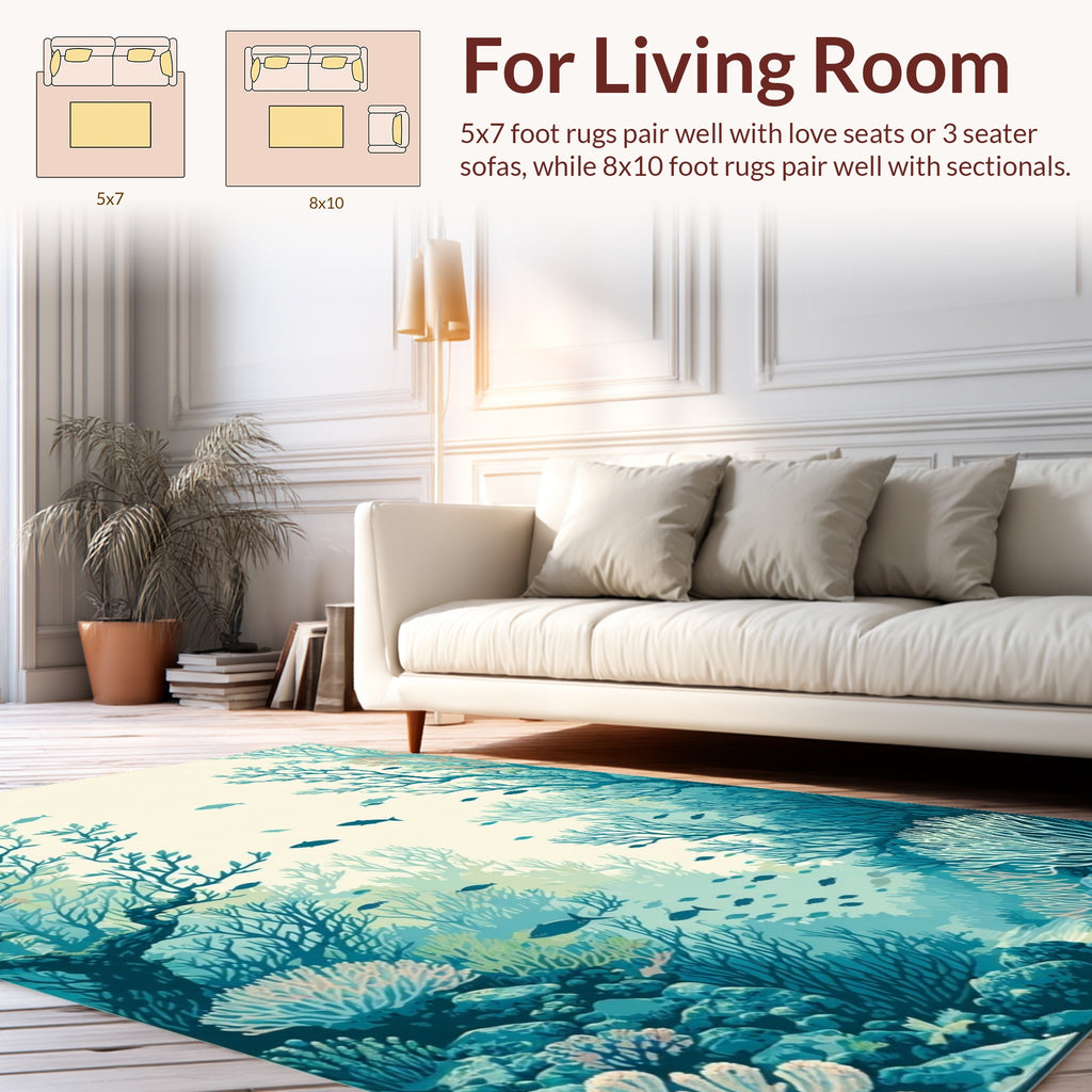 Ocean Reef Coral Fish Design Rug