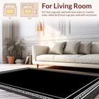 Elegant Black White Abstract Border Rug