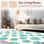 Whimsical Teal Floral Design Rug