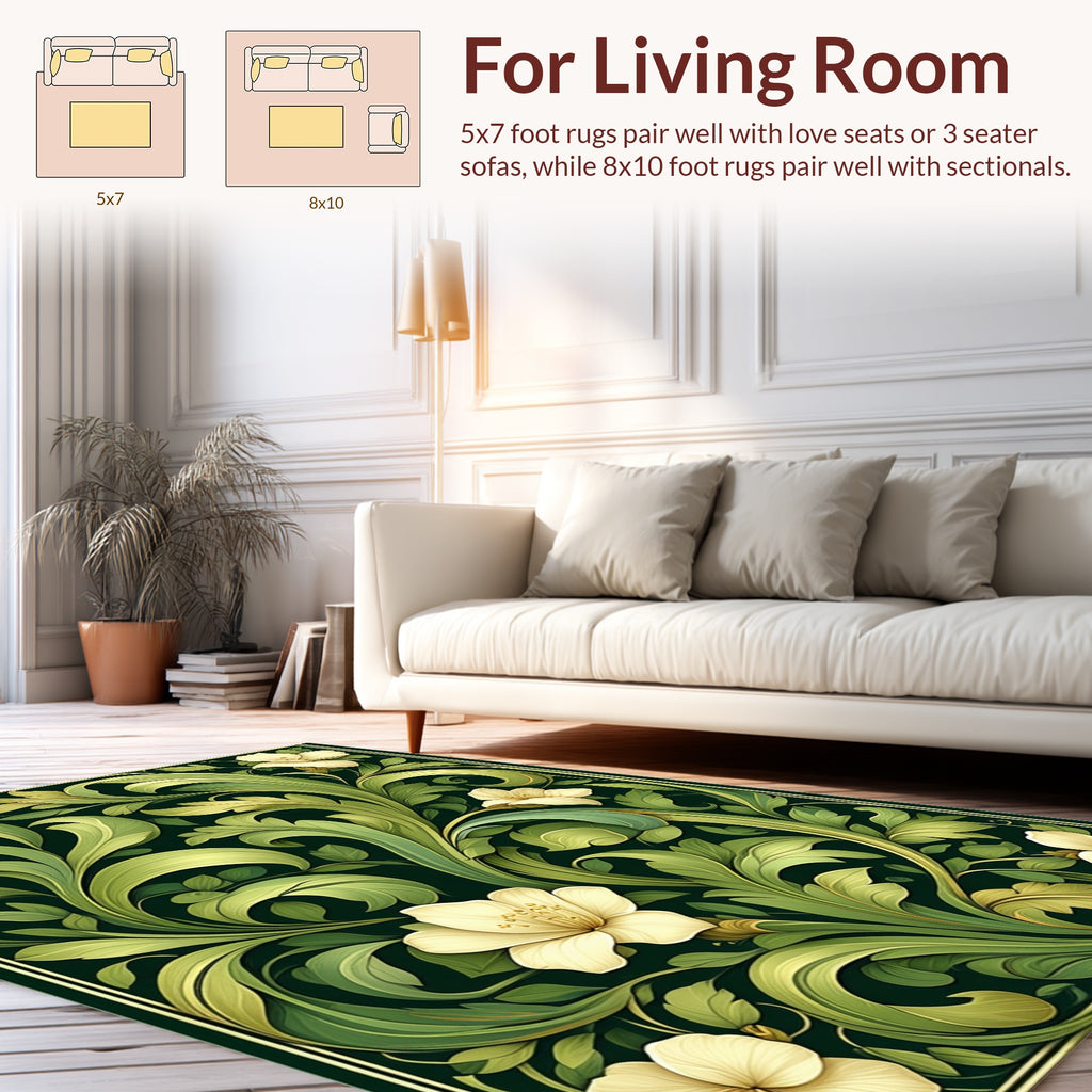 Art Nouveau Floral Botanical Design Rug