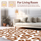 Abstract Brown Swirl Line Pattern Rug