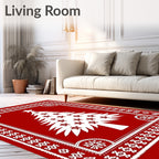 Red White Holiday Tree Border Rug